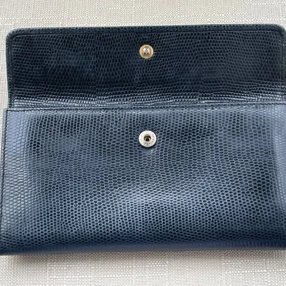 Salvatore Ferragamo Women Long Wallet Crocodile Leather Trifold Kisslock Italy - Picture 5 of 12